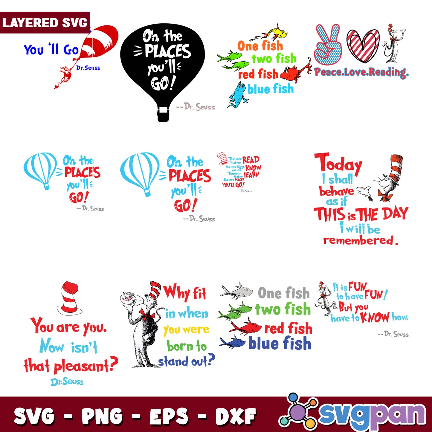 Dr Seuss SVG Bundle Quotes & Images