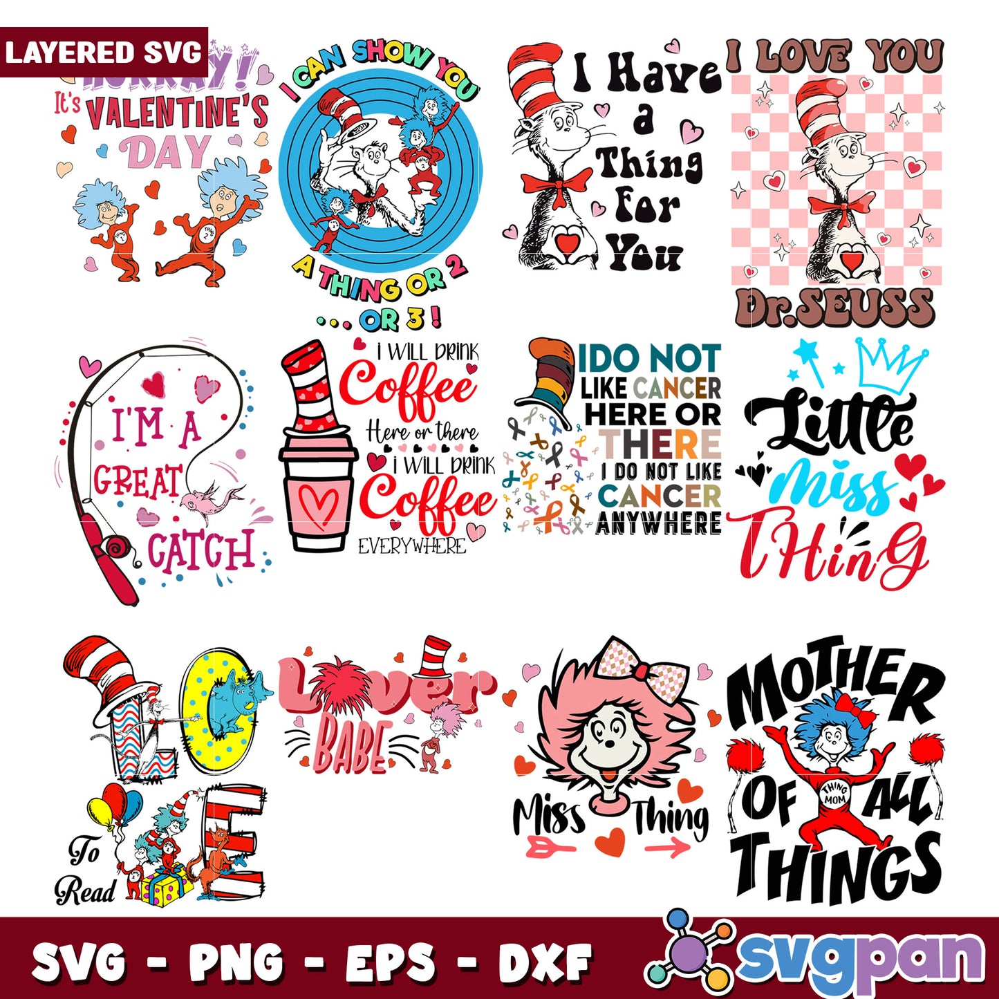 Dr Seuss SVG Bundle Valentine's & More