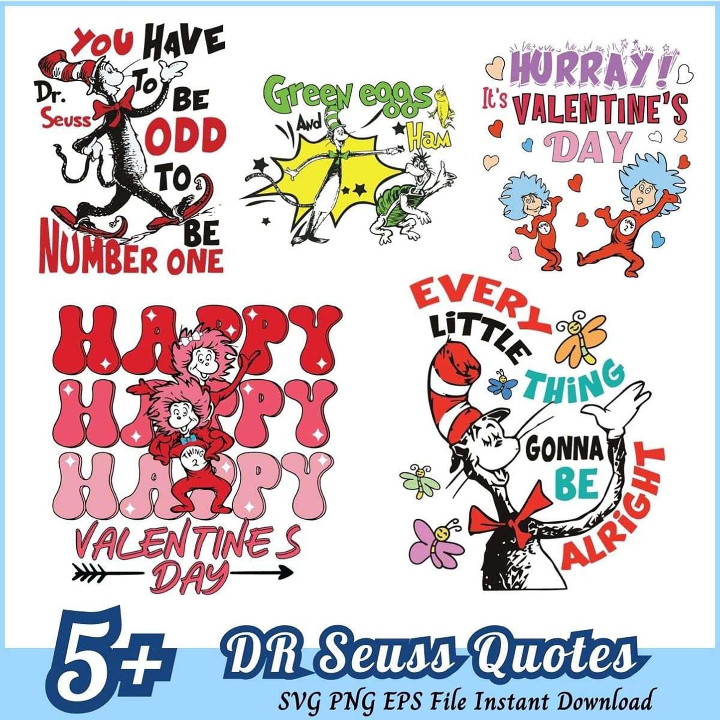 Dr Seuss Valentine Quotes SVG Bundle