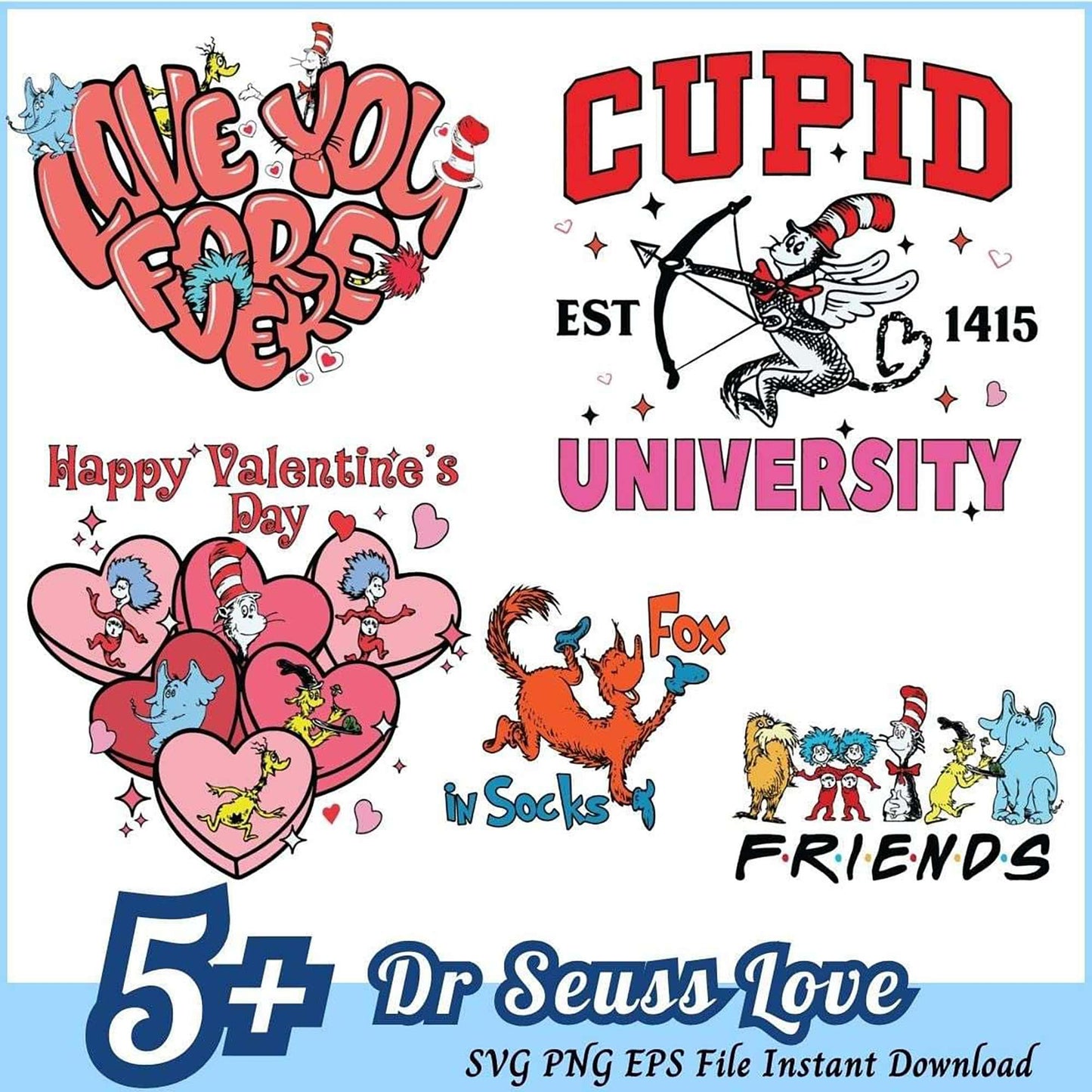 Dr Seuss Valentine SVG Bundle