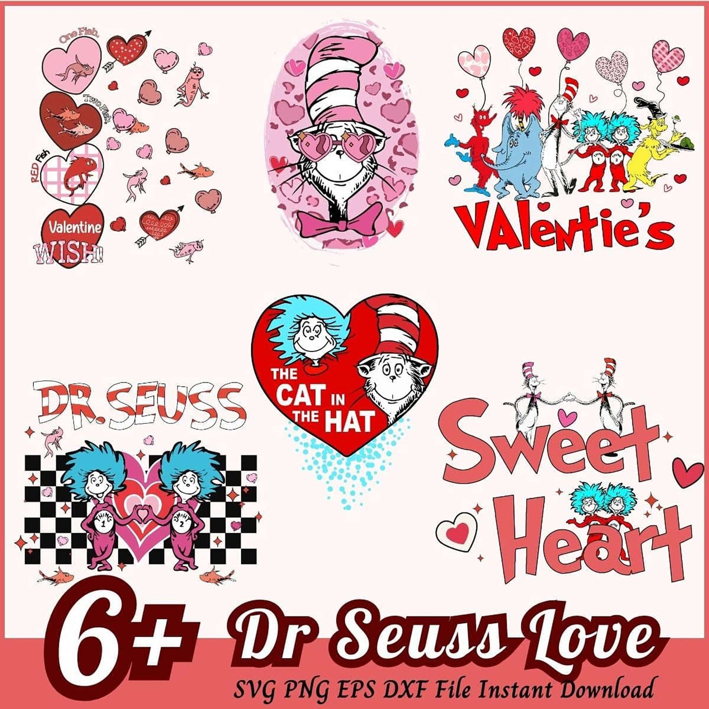 Dr Seuss Valentine SVG Bundle Download
