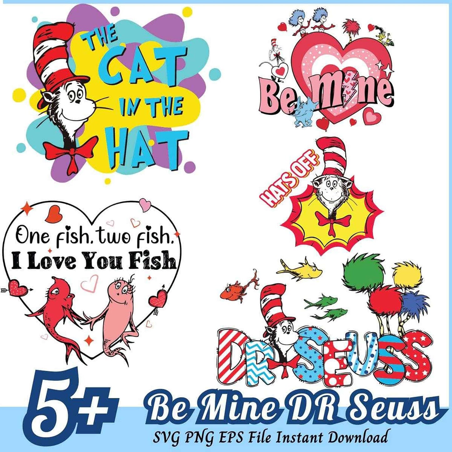 Dr Seuss Valentine SVG Bundle Instant Download