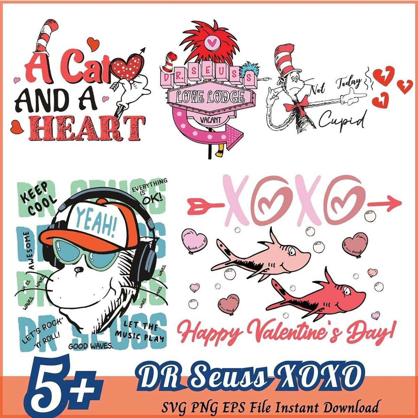Dr Seuss Valentine's Day SVG Bundle for Creative Crafts