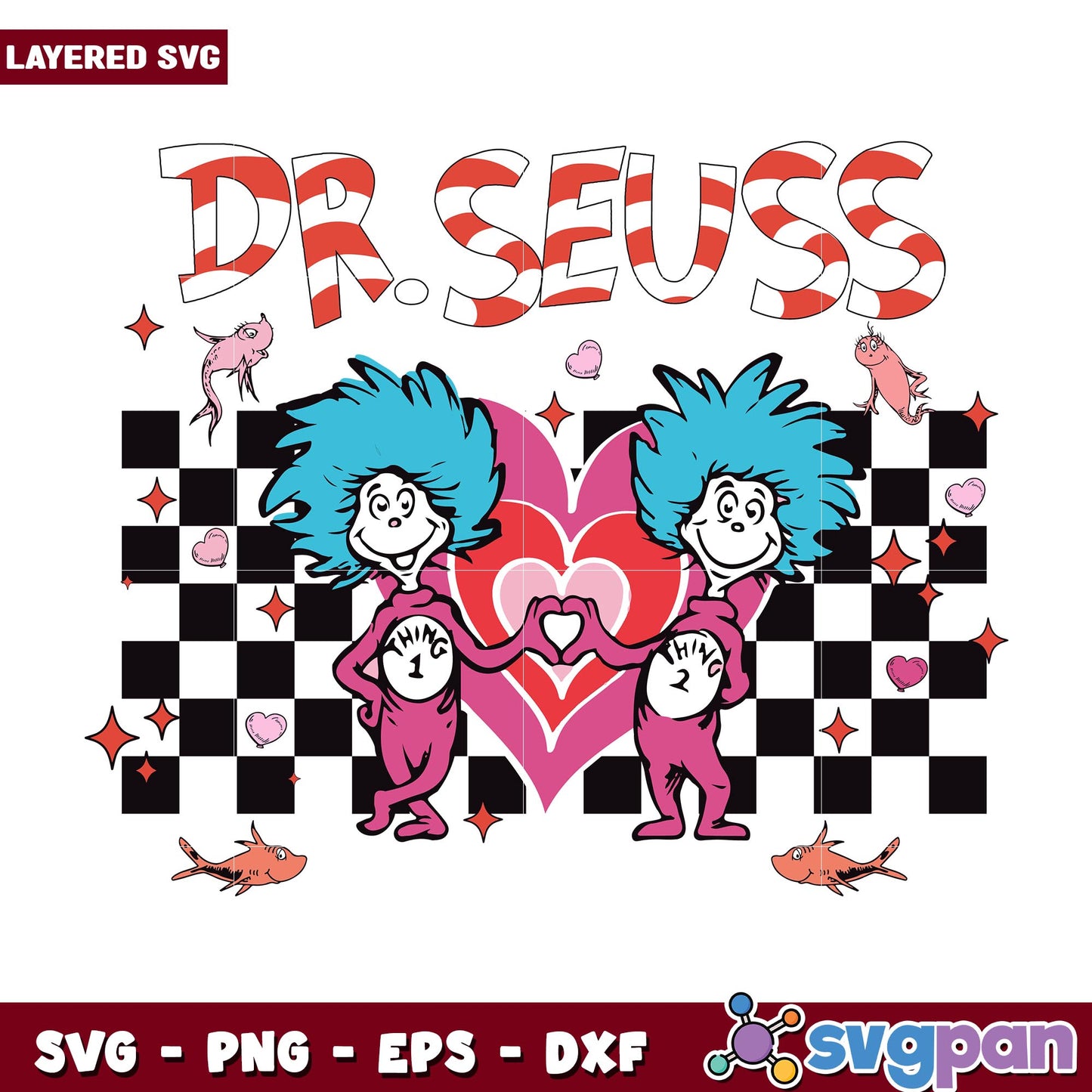Dr Seuss Thing 1 Thing 2 Love svg, Dr. seuss characters svg, Digital Download