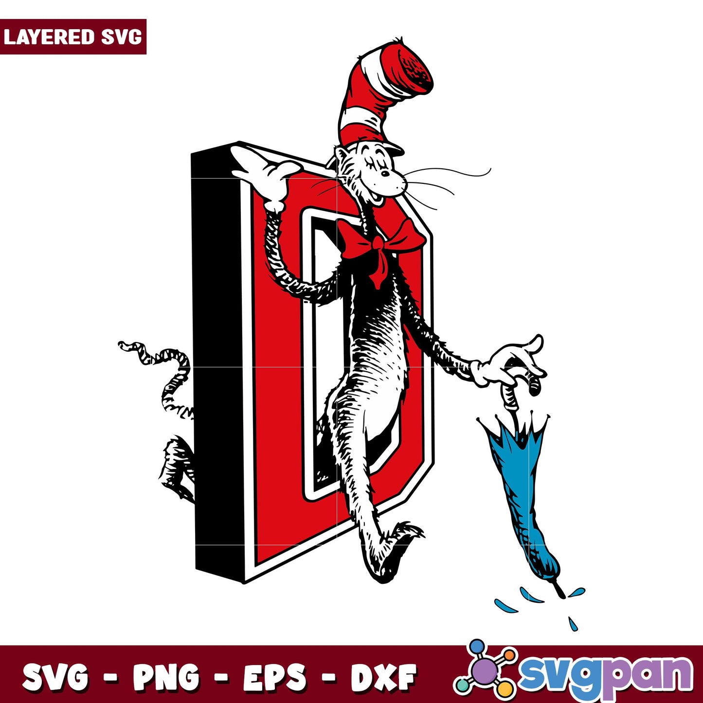 Dr Seuss and fish svg, Dr. seuss characters svg, Digital Download