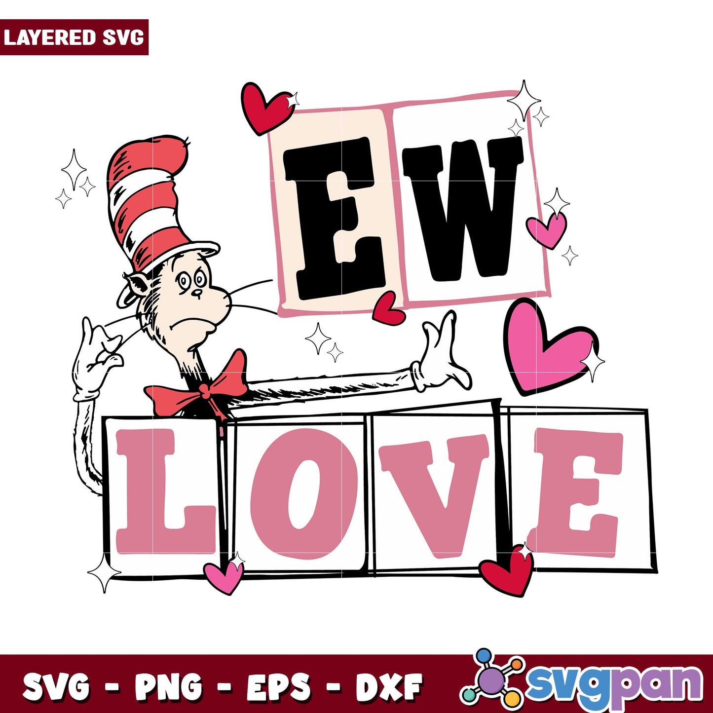 Dr Seuss ew love svg, Dr. seuss characters svg, Digital Download