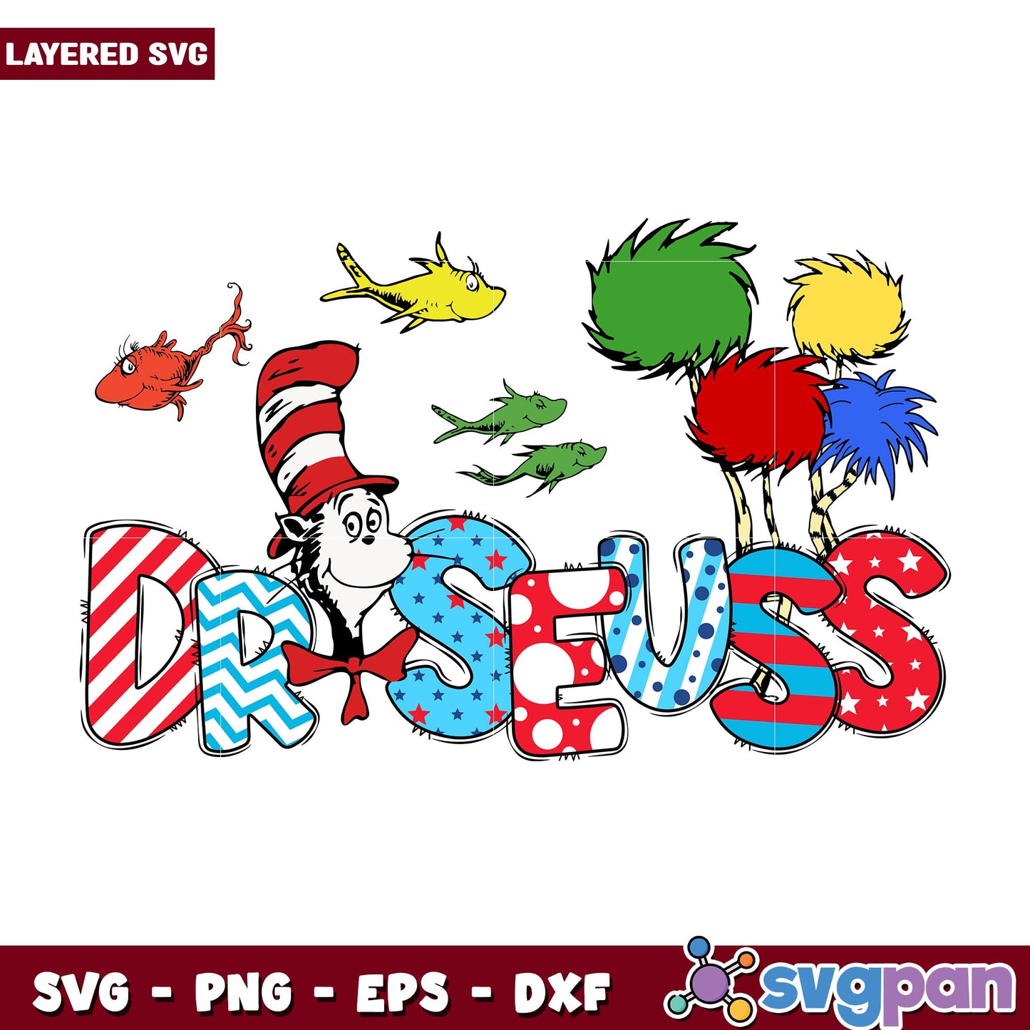 Dr Seuss friends svg, Dr. seuss characters svg, Digital Download