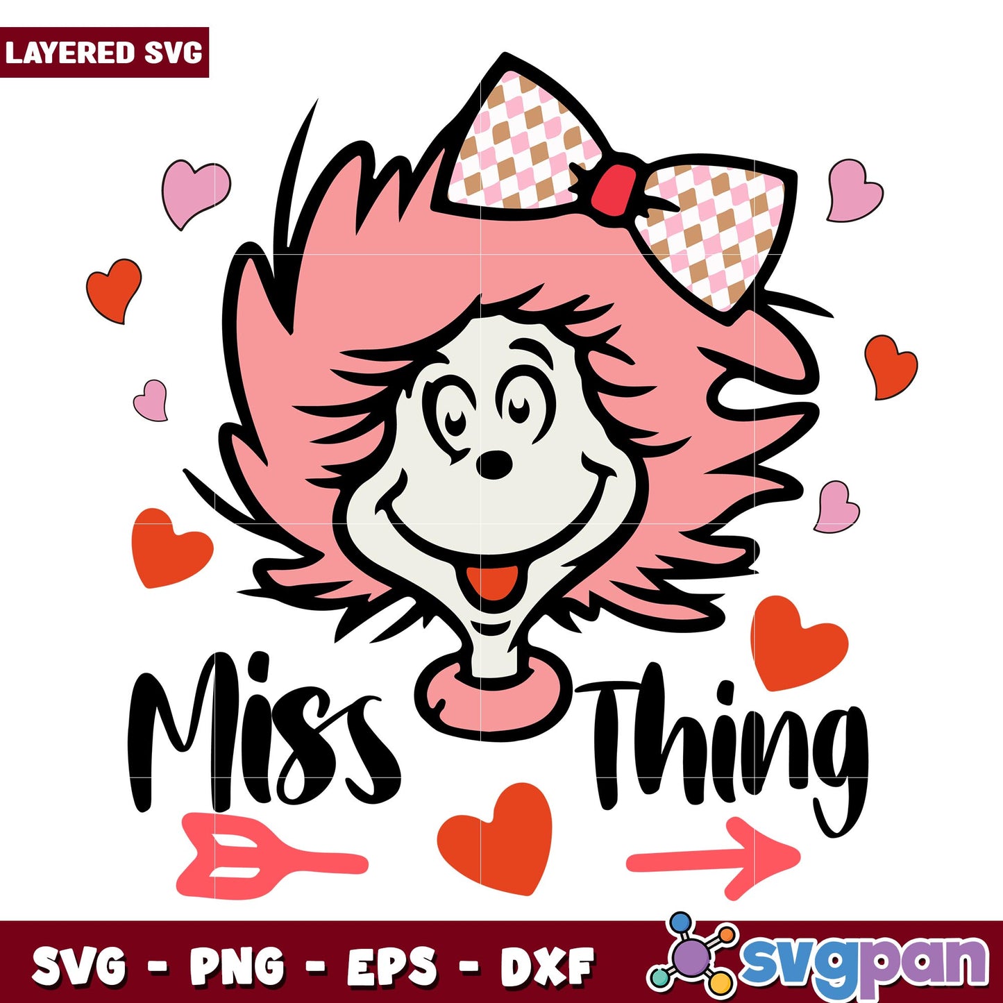 Dr Seuss miss thing valentine svg, Dr. seuss characters svg, Digital Download