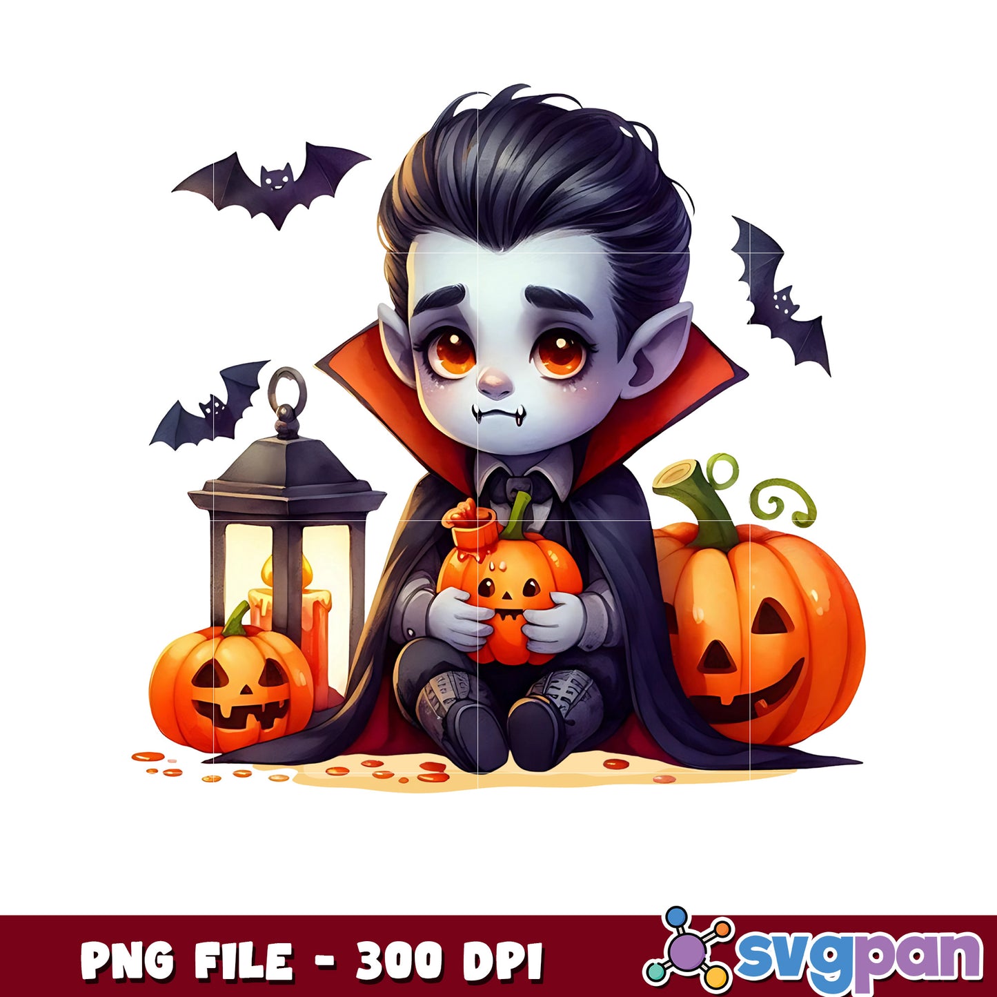 Dracula cute png, halloween decor png, halloween pumpkin png