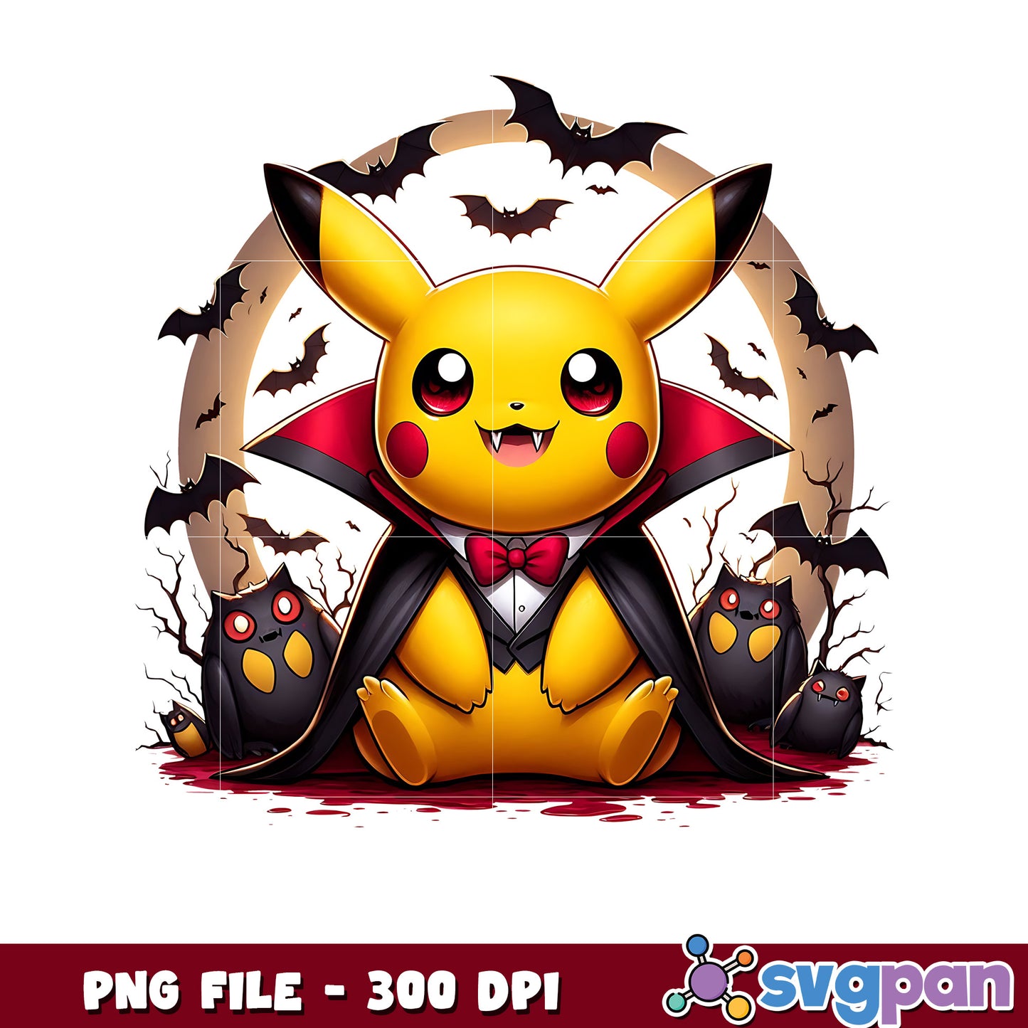 Dracula pikachu png, happy halloween png, halloween pokemon png