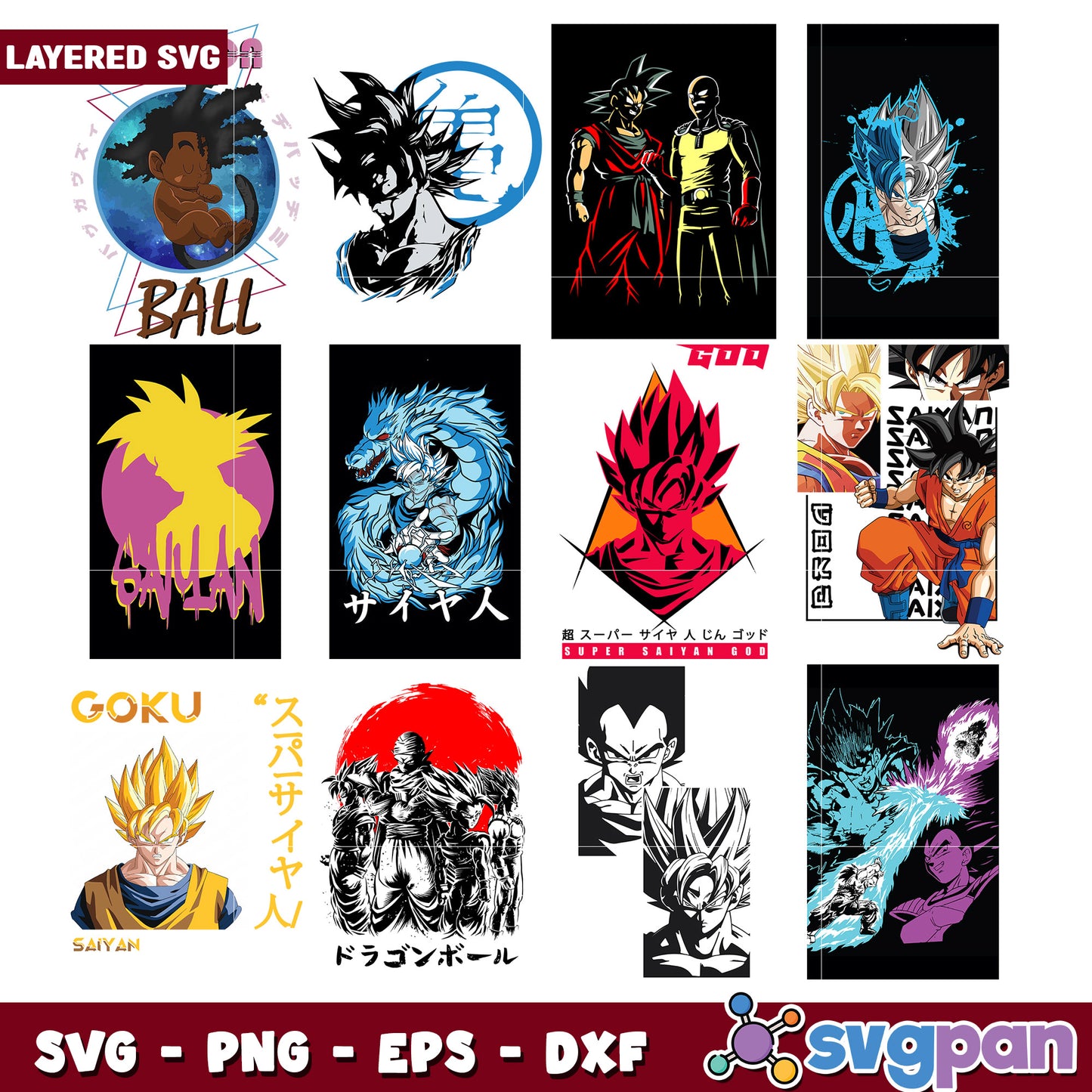 Dragon Ball Z SVG Bundle Layered