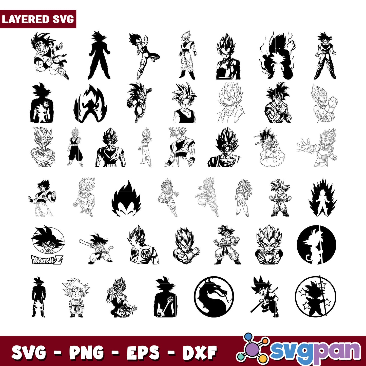 Dragon Ball Z SVG Bundle Layered PNG DXF EPS