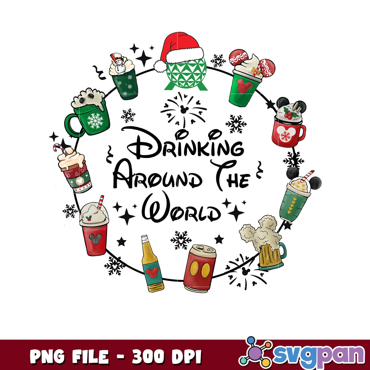 Drink around the world png, happy christmas png, vacations png