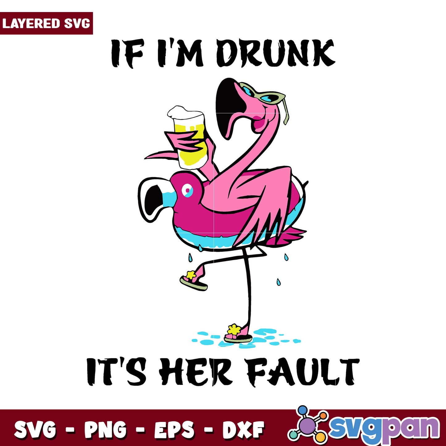 Drunk Flamingo SVG Design, Perfect for Fun Summer Projects