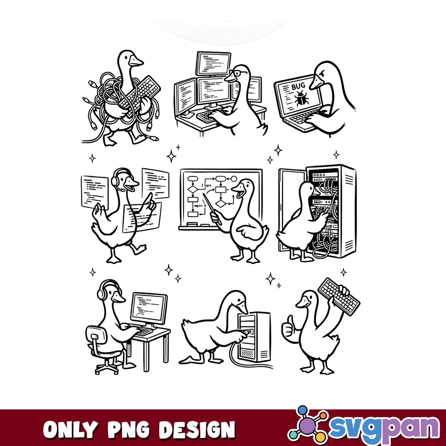 Duck Programmer Bundle PNG, Funny Coding Duck PNG, Coder PNG