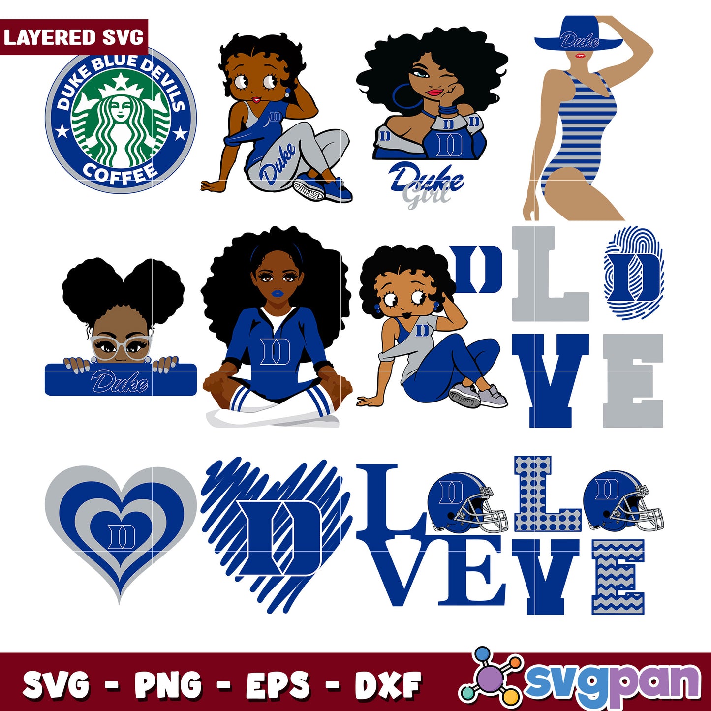 Duke Blue Devils SVG Bundle Layered Designs