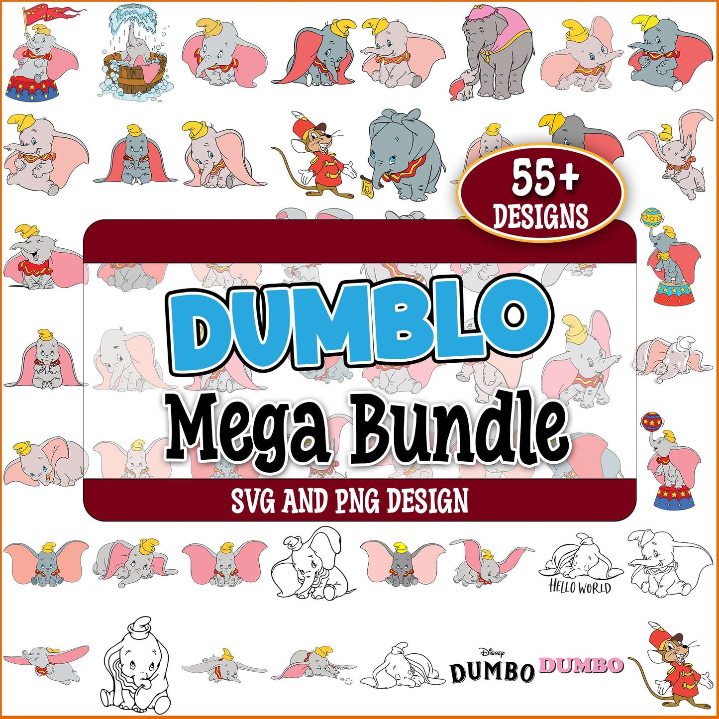 Dumbo design svg bundle