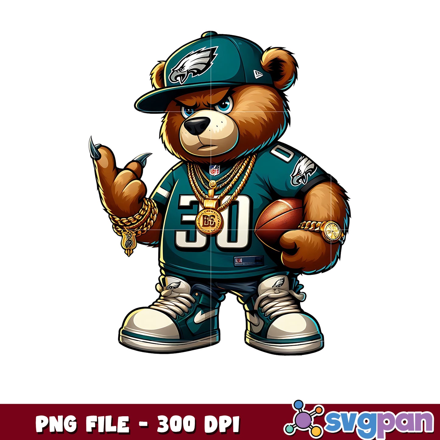 Eagles thug life bear png, nfl jerseys png, american rugby png