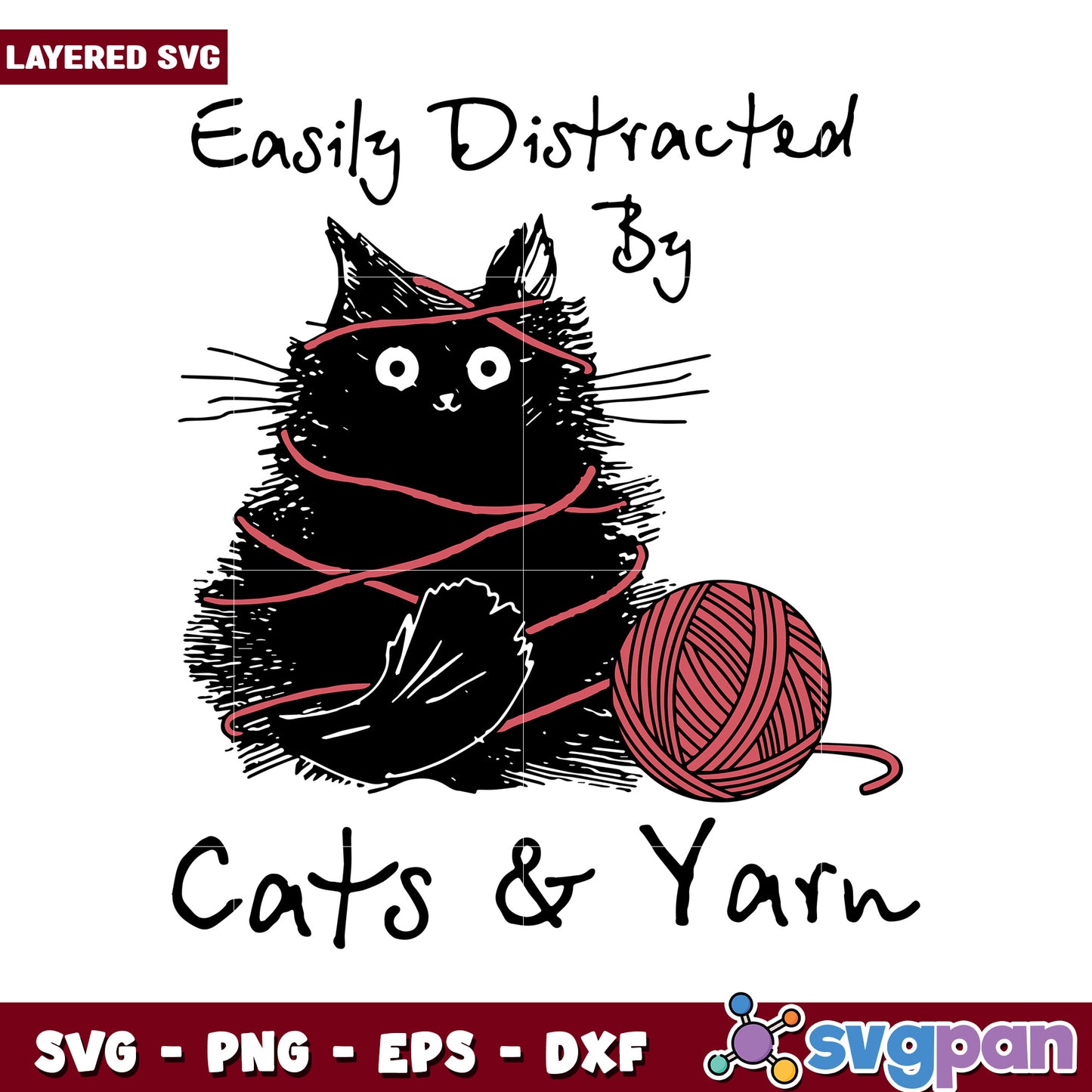 Easily Distracted by Cats and Yarn, Perfect for Craft Lovers Design
