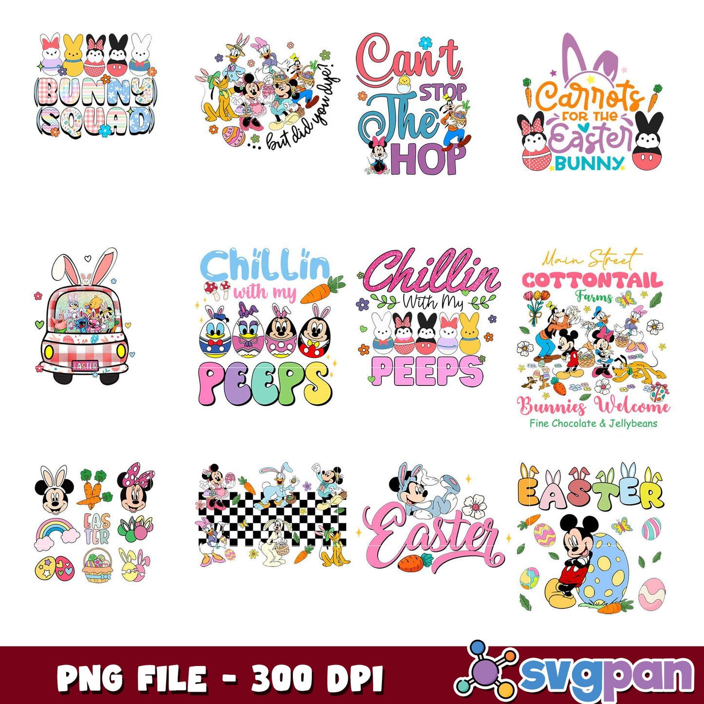 Easter Disney PNG Bundle 8 Cute Designs