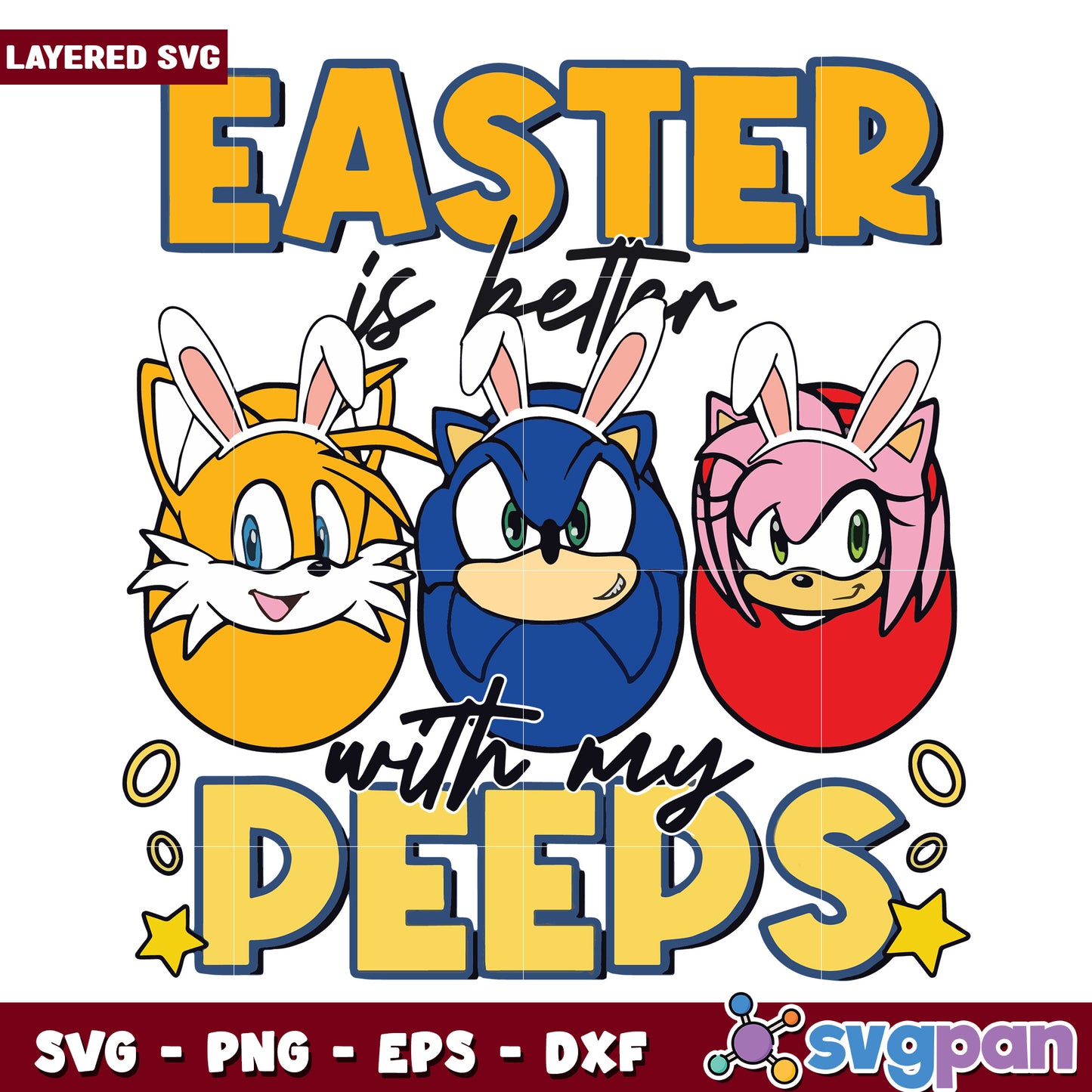 Easter Fun SVG with Sonic Characters and Cute Peeps Design