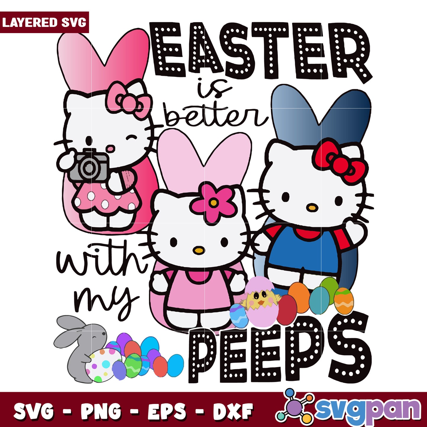 Easter Fun with Hello Kitty and Friends SVG Design for Kids