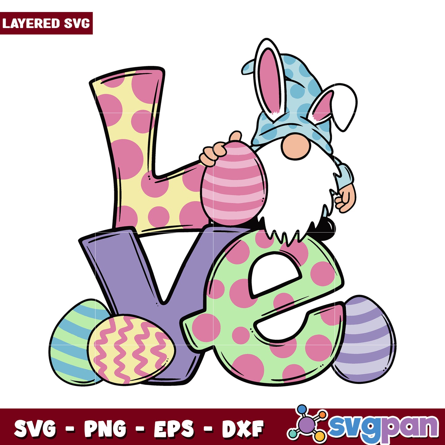 Easter Gnome with Love Text Decoration, Perfect for Spring Crafts