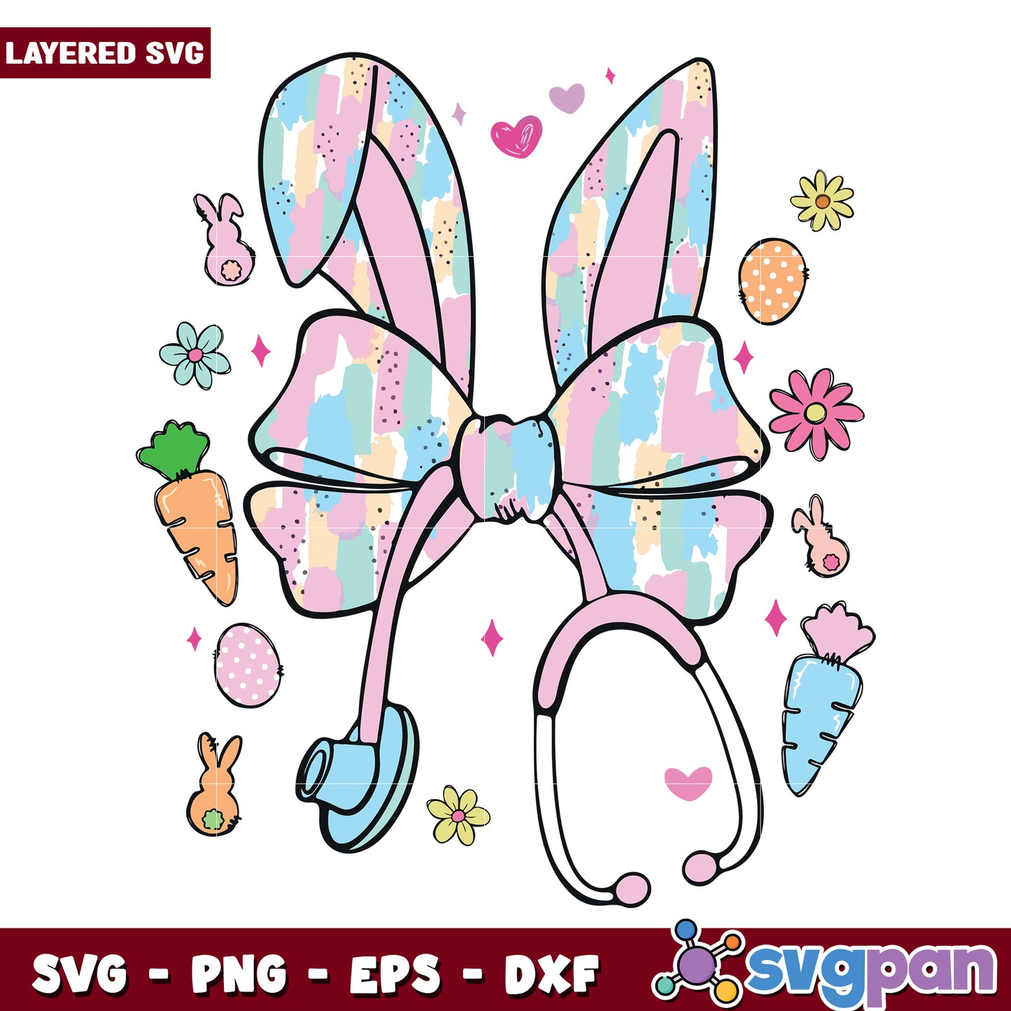 Easter bunny bow tie svg, easter coloring designs svg, easter svg
