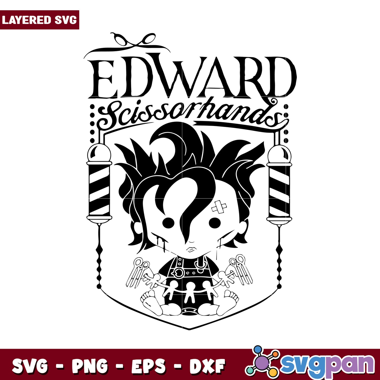 Edward Scissorhands layered SVG design, perfect for crafts and art