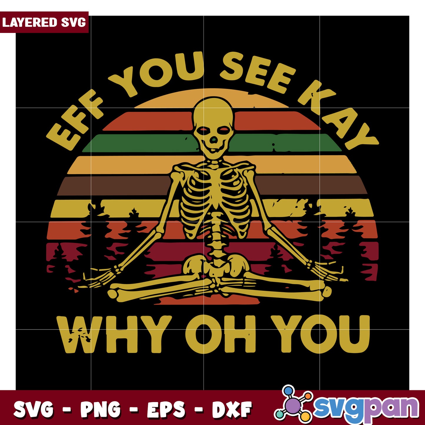 Eff You See Kay Skeleton Design, Perfect for Craft Projects and More
