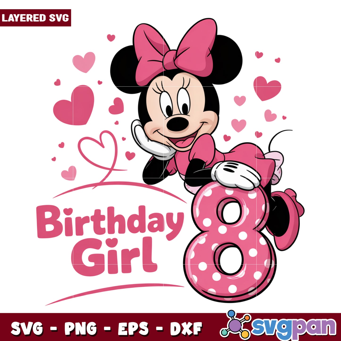 Eight birthday girl png, disney cartoons png, minnie mouse png