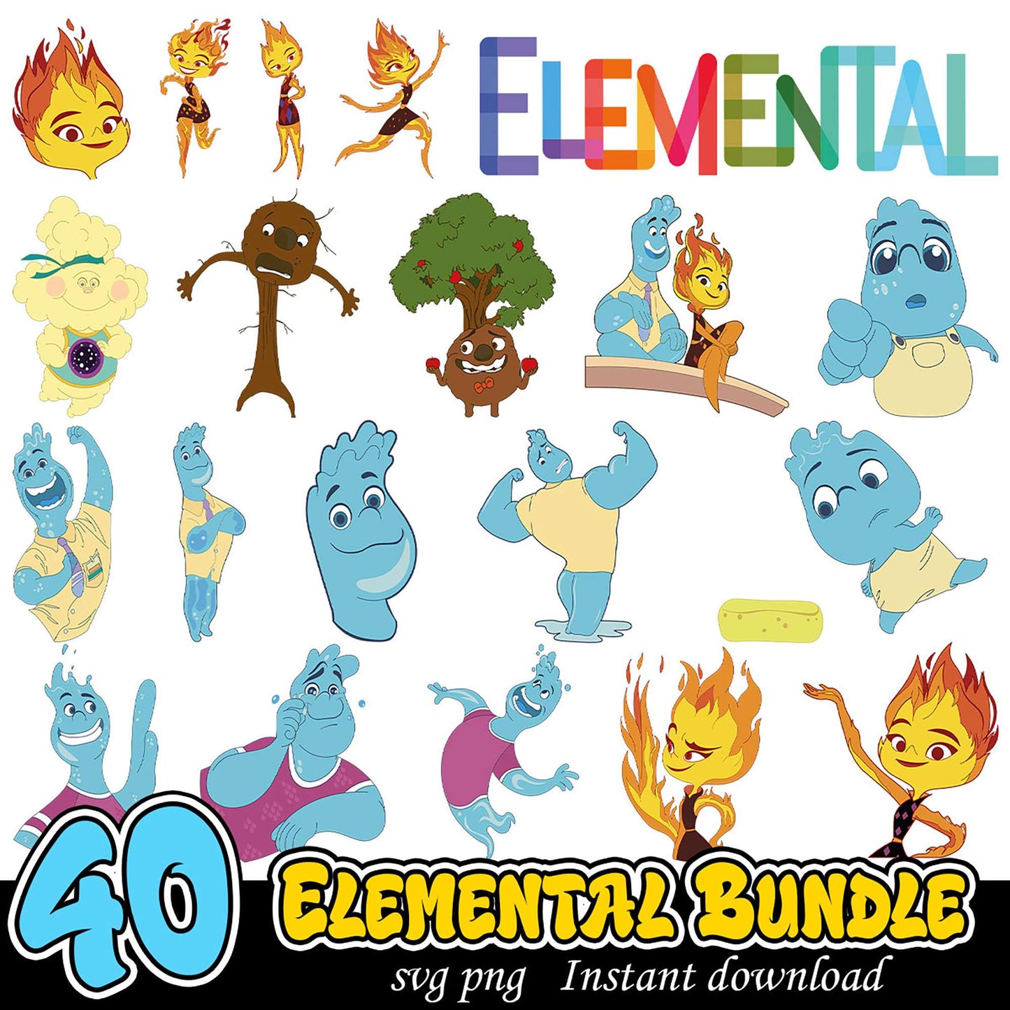 Elemental SVG Bundle 40 PNG Instant Download