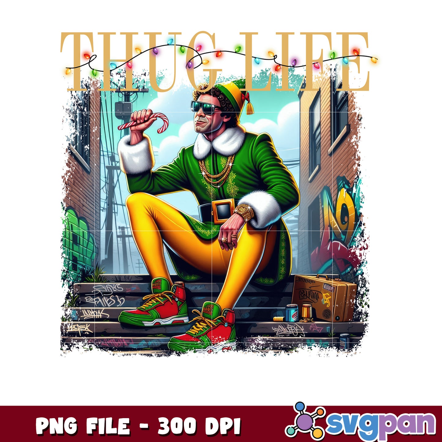 Elf thug life png, christmas png,happy christmas png