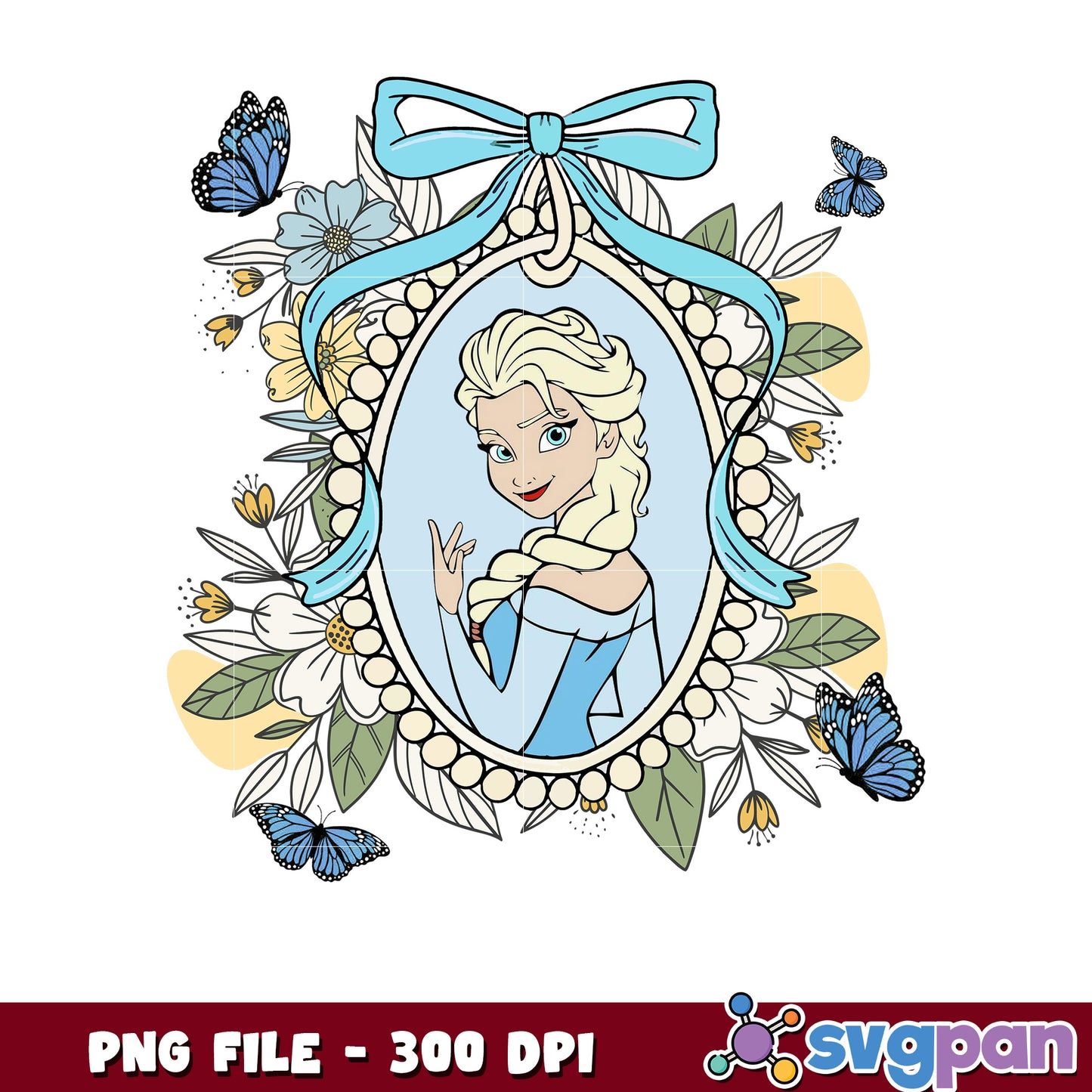 Elsa Floral Frame PNG