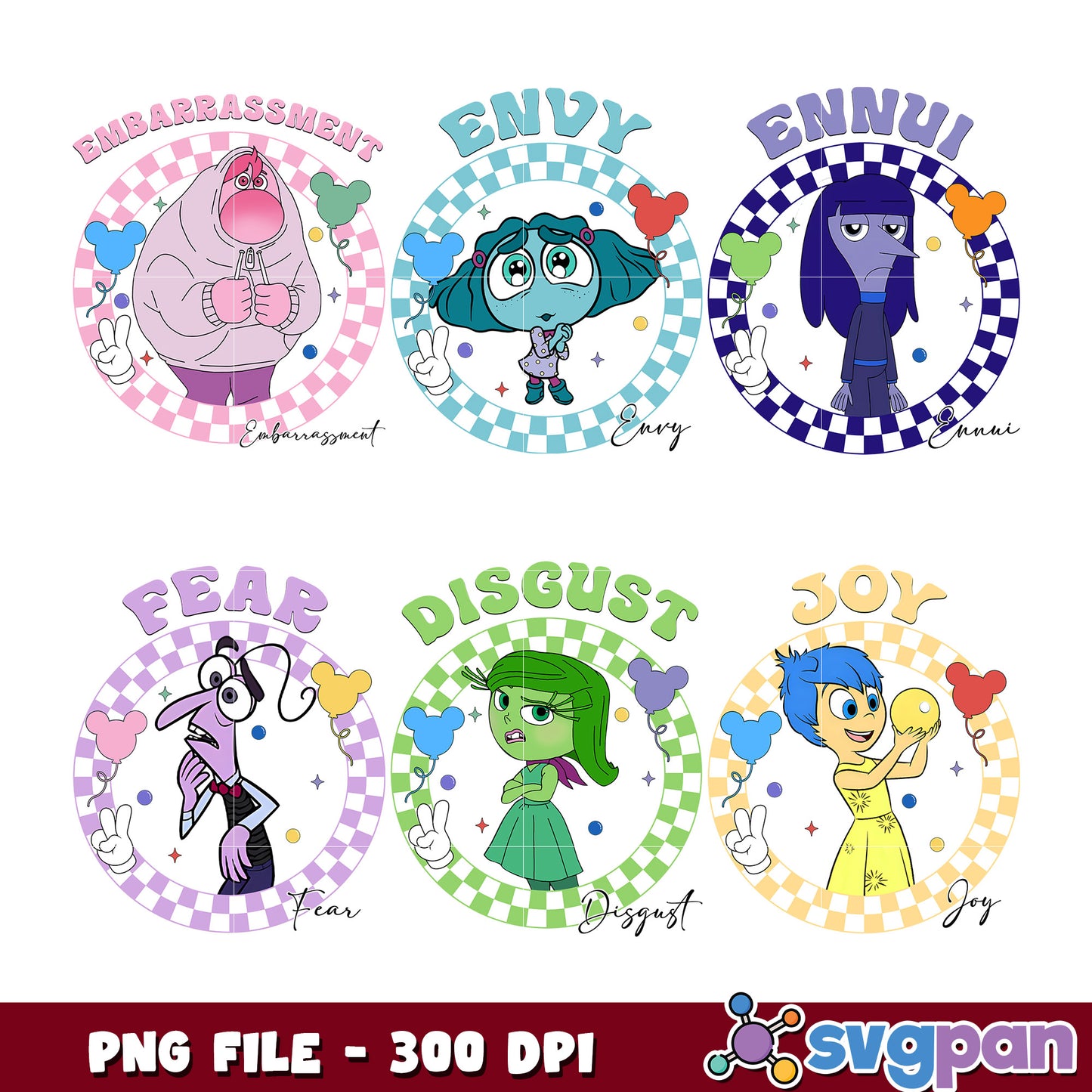 Emotions Bundle PNG File Six Unique Designs 300 DPI