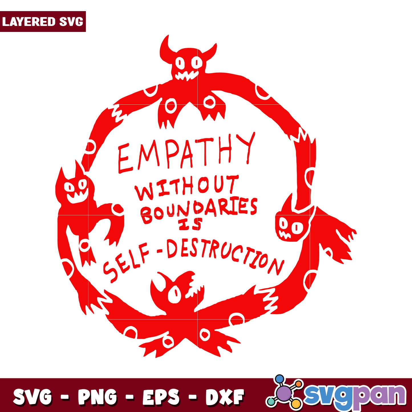 Empathy without boundaries is self-destruction, colorful SVG design
