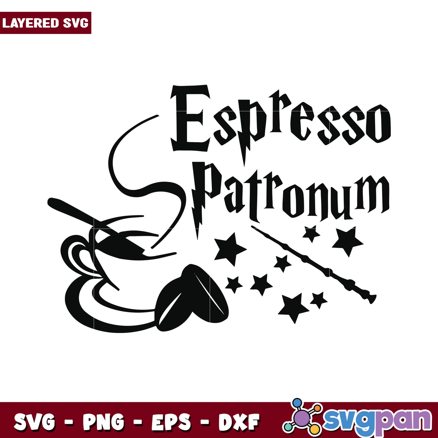 Espresso Patronum SVG design for coffee lovers, great for crafts