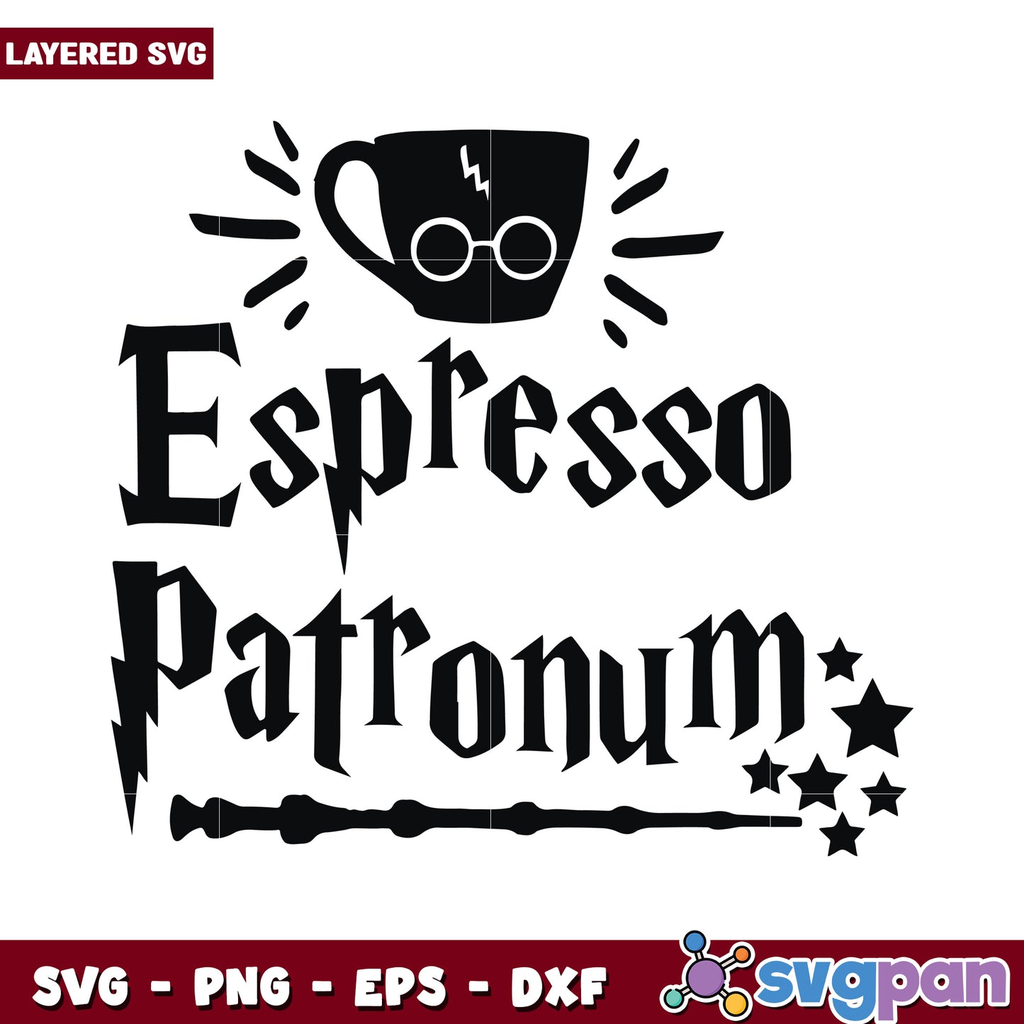 Espresso Patronum SVG design perfect for coffee lovers, add fun to your crafts