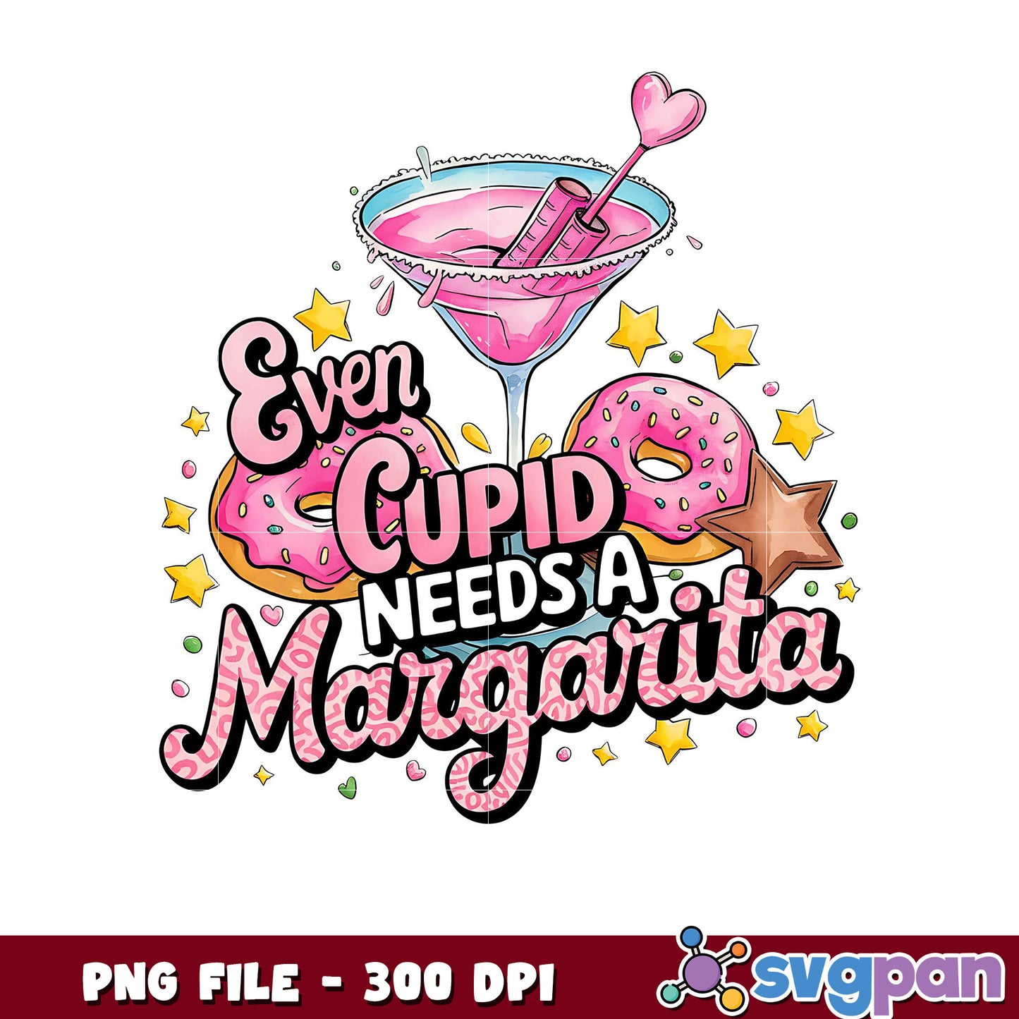 Even Cupid Needs a Margarita PNG Design, Fun and Colorful Art