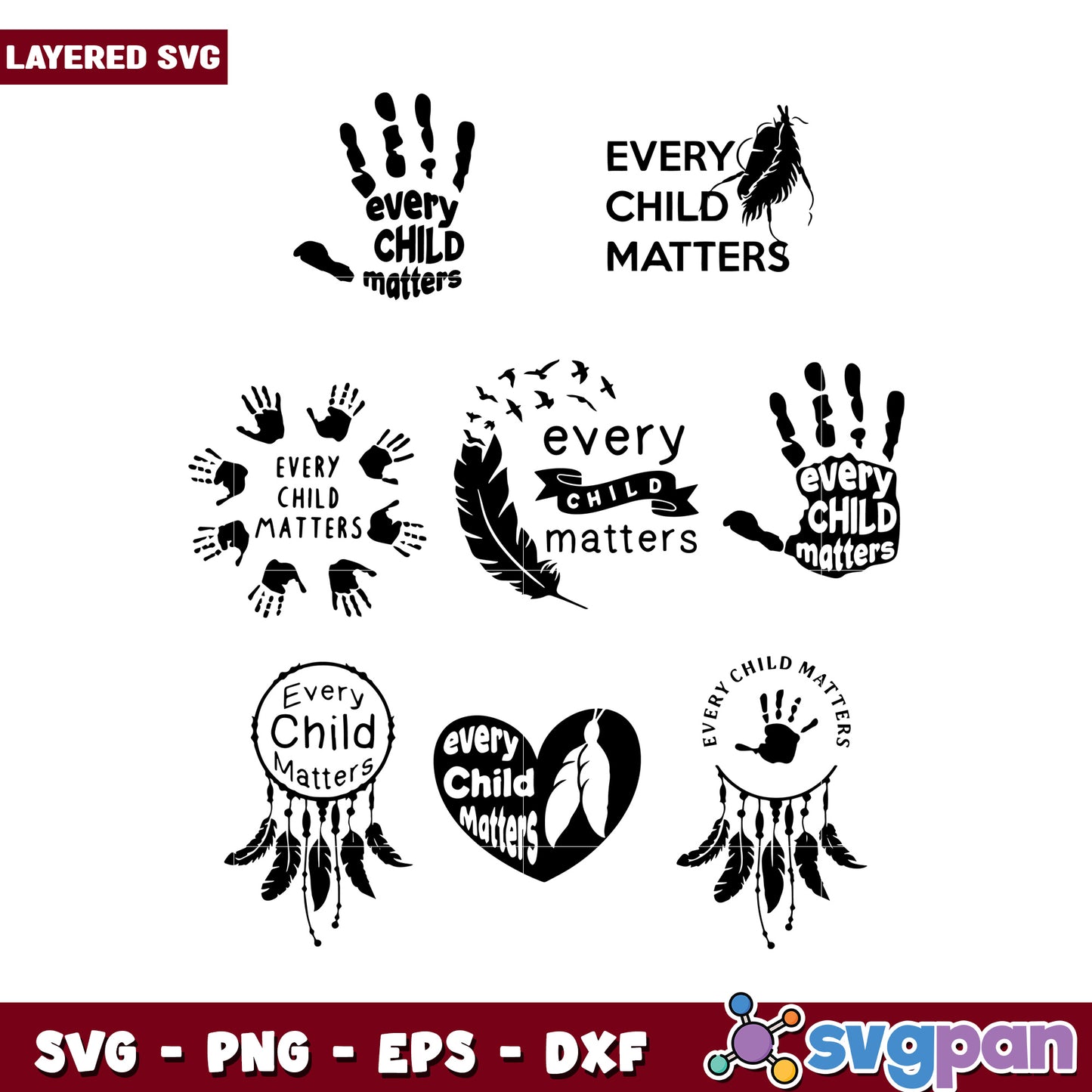 Every Child Matters SVG Designs, Unique Layered Graphic Set