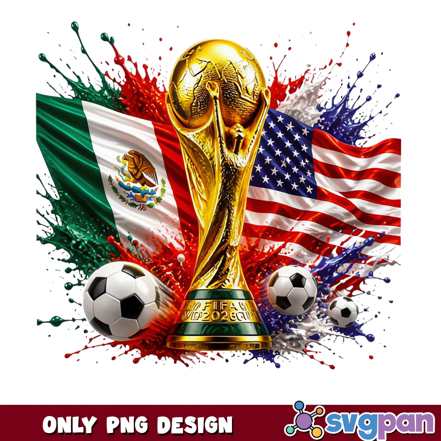 FIFA World Cup 2026 PNG, Mexico USA Soccer Trophy, Football PNG
