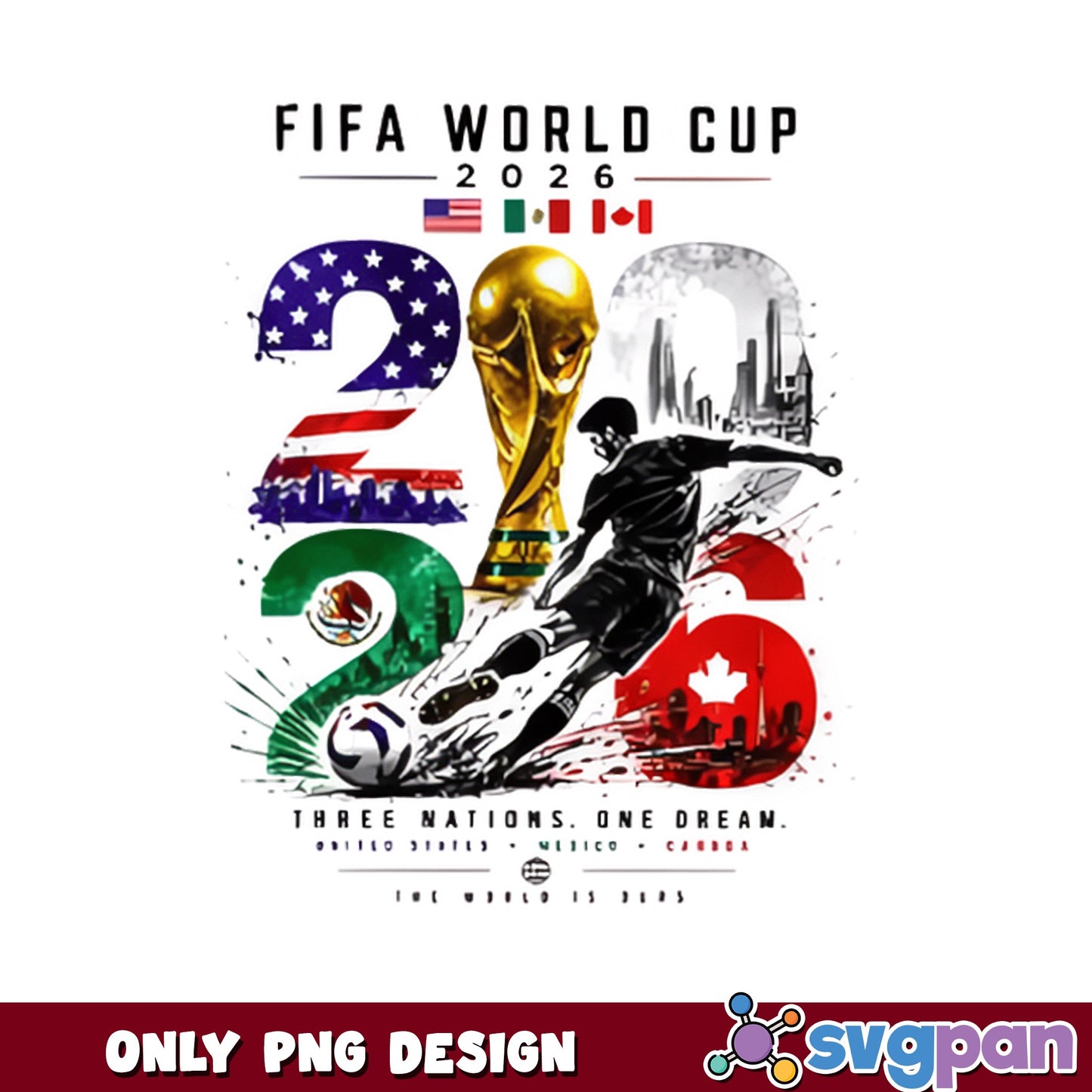 FIFA World Cup 2026 PNG, Soccer Three Nations PNG, Football PNG