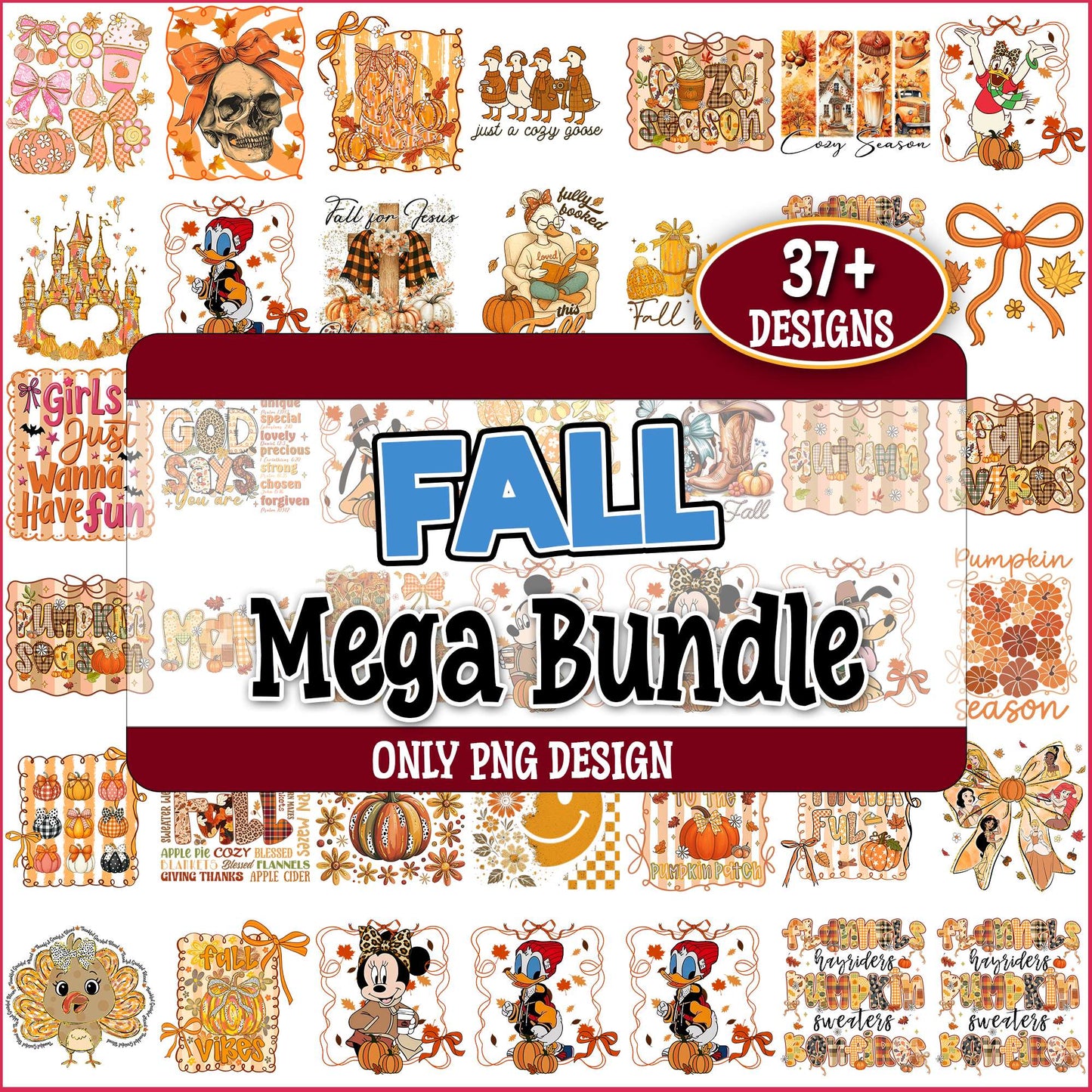 Fall design disney png bundle