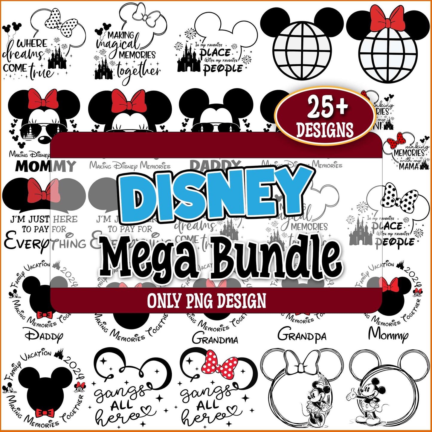 Family holidays disney png bundle