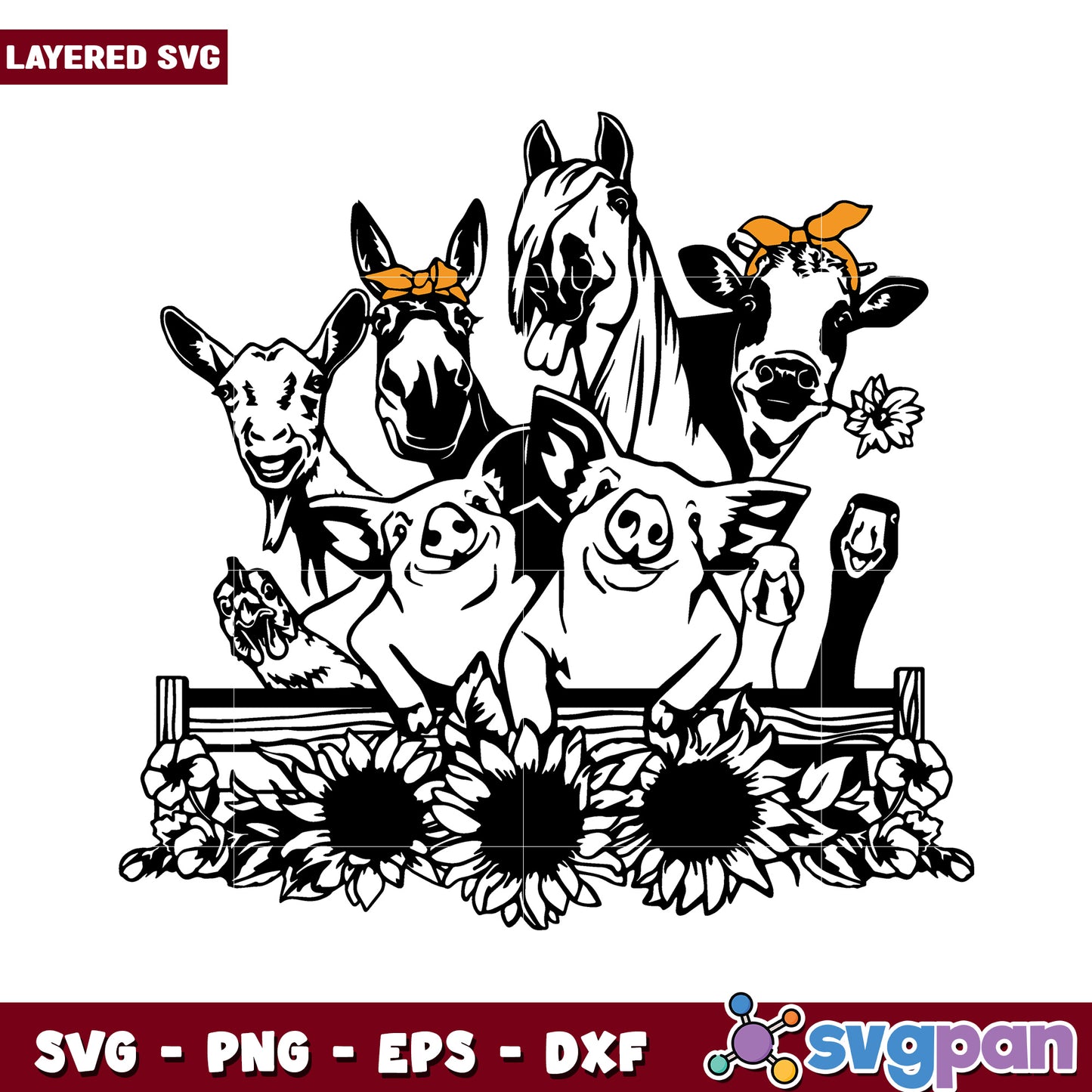 Farm Animal SVG Bundle, colorful designs for crafting projects