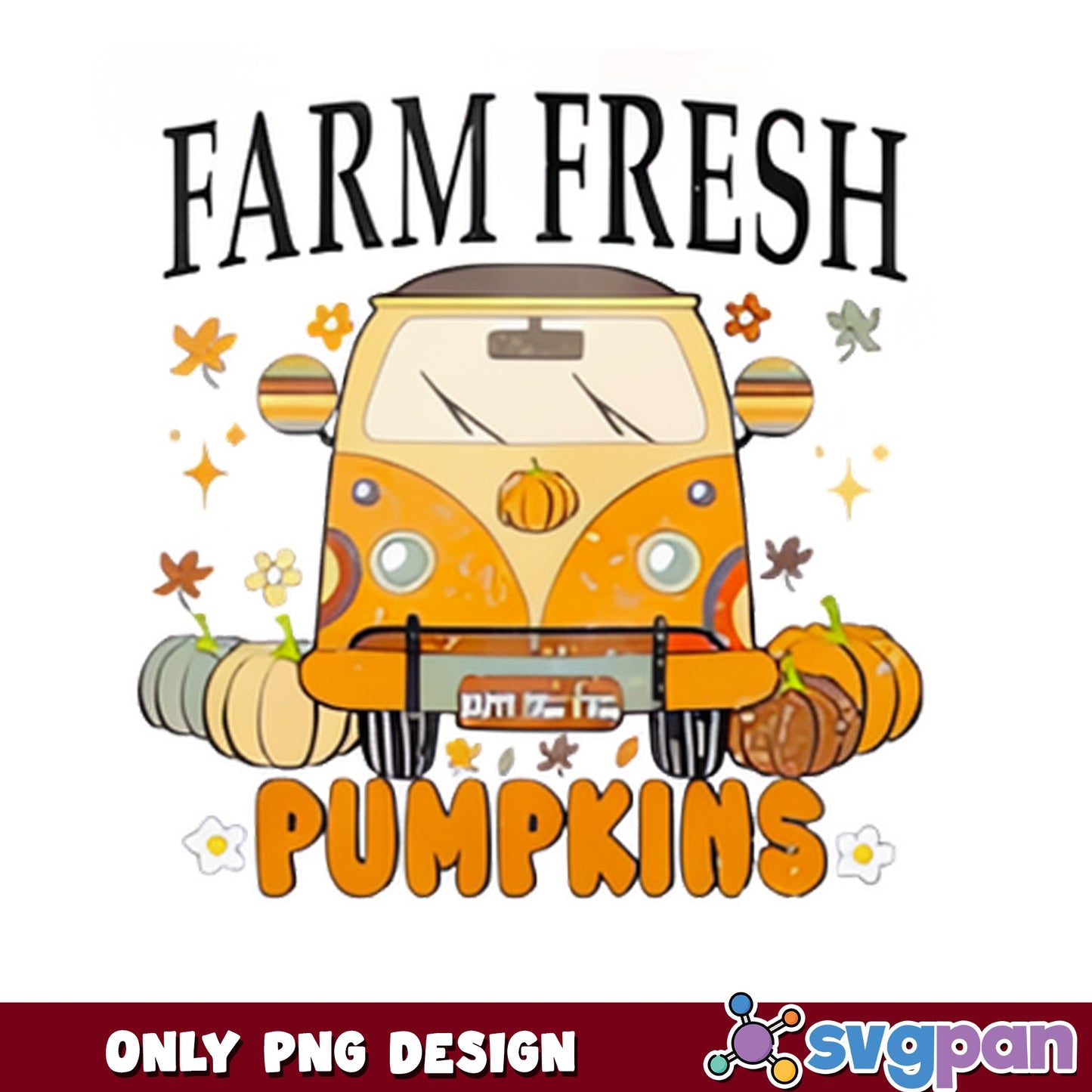 Farm Fresh Pumpkins PNG, Fall Autumn Pumpkin Truck, Halloween PNG
