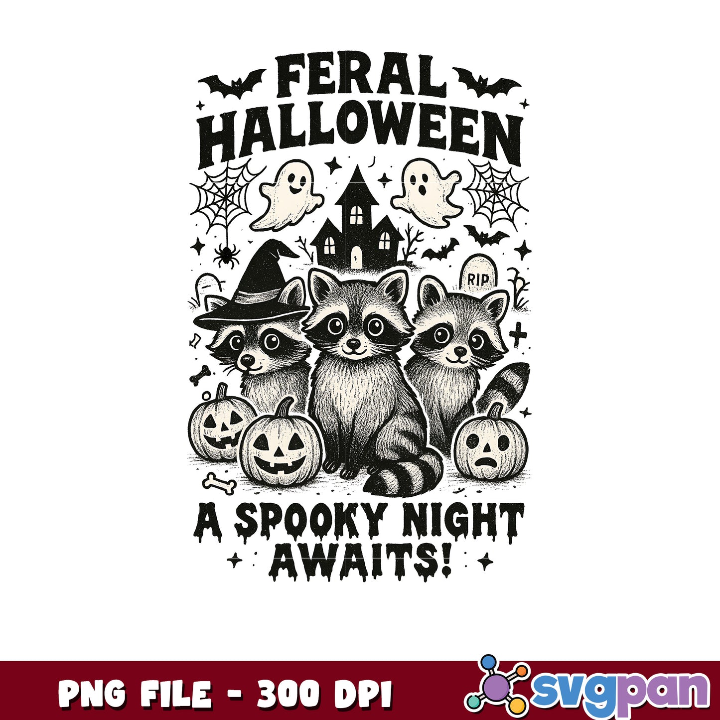 Feral halloween a spooky night always png, halloween season png, scary monster png