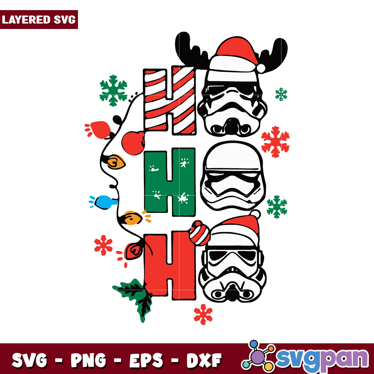 Festive Stormtrooper Christmas SVG design, perfect for holiday crafts