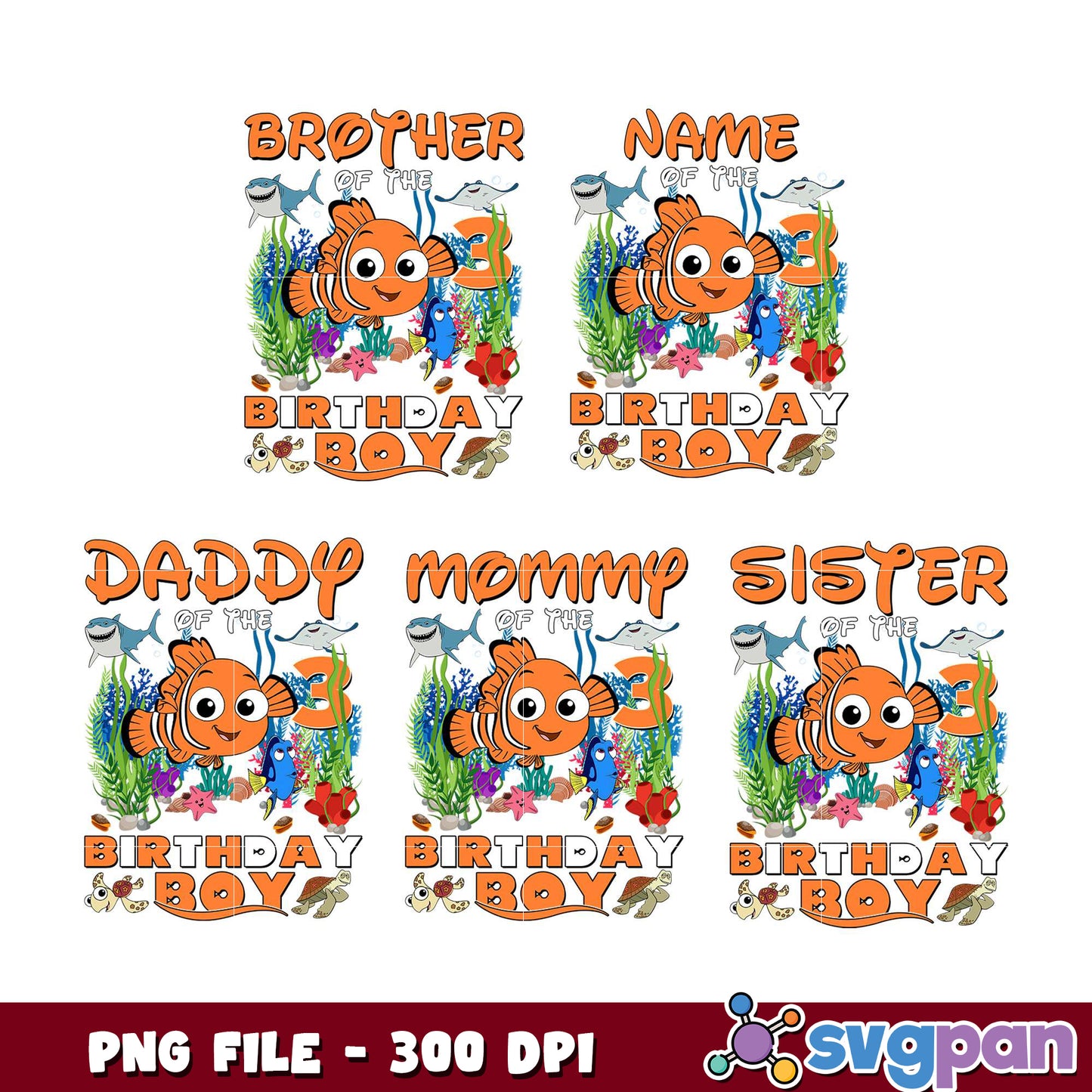 Finding Nemo Birthday Boy PNG Bundle