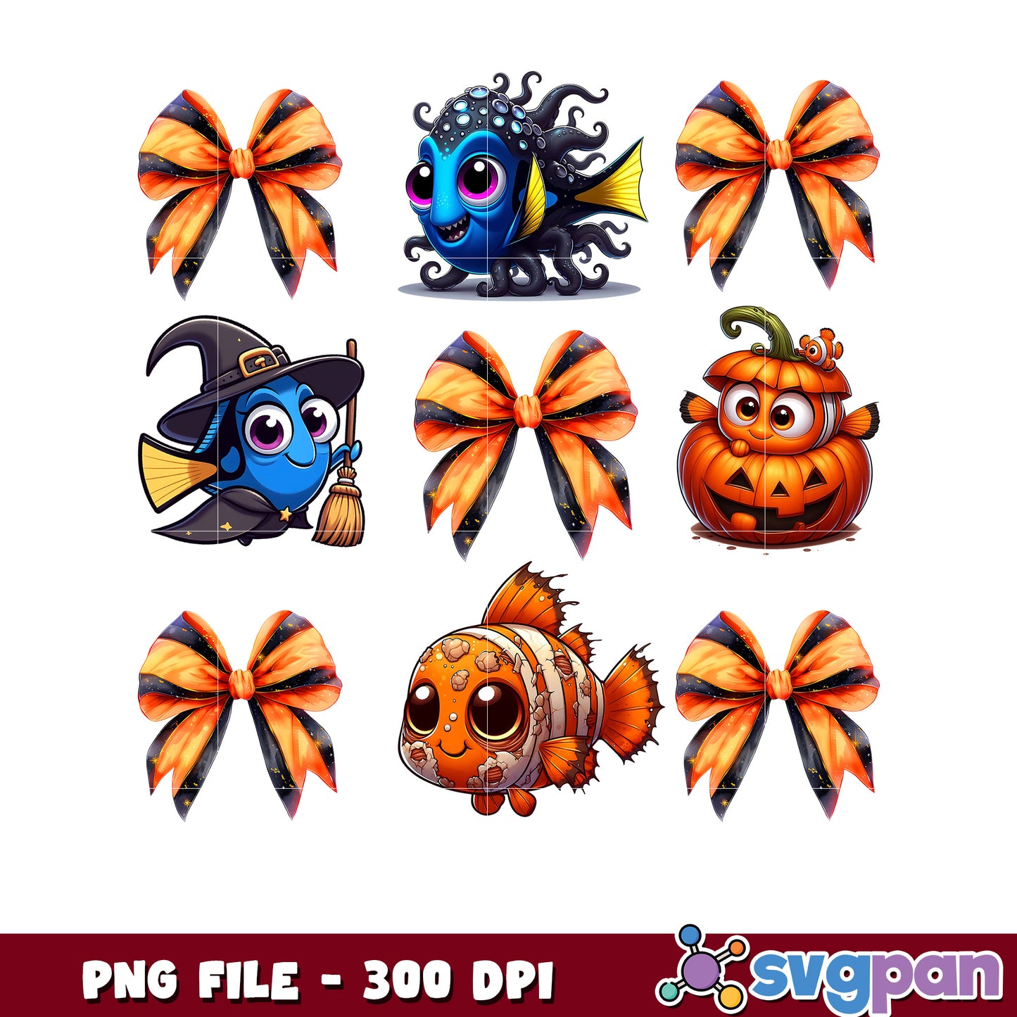 Finding nemo halloween design png, spooky vacation png, avengers decorations png